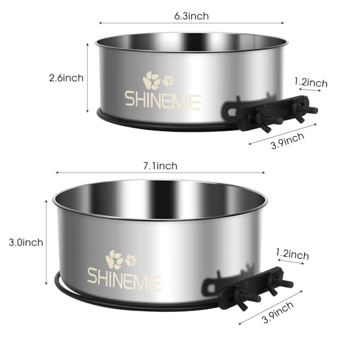 Water Bowl for Dog Crate, ShineMe 34oz & 25oz Stainless Steel Dogs Bowls, Dog Food and Water Bowl Set Mountable in Crate Kennel Cage, 2 Pack, Silver (6.2x2.6” & 5.5x2.4”) - color: Silver, size: M (34oz+25oz)
