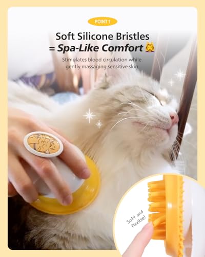 PETHROOM Silicone Cat Brush for Shedding – Gentle Grooming & Relaxing Massage, Light Deshedding Tool, Removes Loose Fur & Dander, Safe for Sensitive Skin, Cats, Dogs & Rabbits