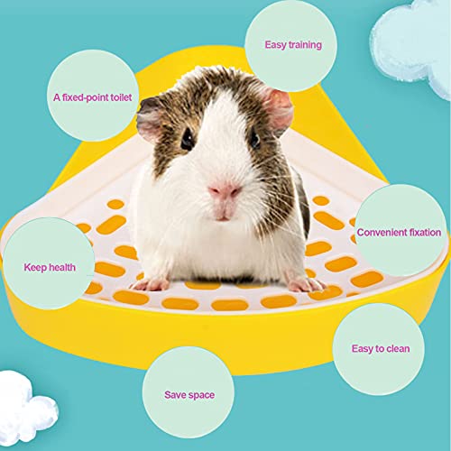 kathson Triangle Potty Trainer Corner Bunny Toilet Guinea Pig Litter Bedding Plastic Box Pet Pan for Rabbit Chinchilla Hamster Ferret Small Animal (Yellow) - color: Yellow