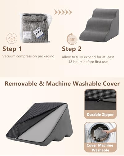 Aodisman Dog Stairs for Small Dogs,3 Step Dog Ramp for Couch,Non-Slip Steps | Pet stairs help small dogs, old cats, and puppies reach couches and chairs easily, durable indoor dog steps,15.4" H,Grey - color: Grey