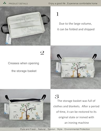 Rectangular Fabric Storage Bin, Foldable Tree Animals print Basket | Damp-proof canvas with reinforced stitched handles.Great for clothes,books & sundries in closets,playrooms,laundry rooms. - color: REC Tree Animals