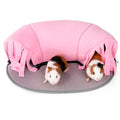 Guinea Pig Tunnel, 2-Way Tunnel for Guinea Pig, Hamster and Other Small Pets, Zip Design for Use and Storage, Pure Pink and Grey - color: Pink and Grey