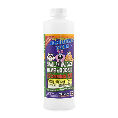 Absolutely Clean Amazing Small Animal Cage Cleaner - Just Spray/Wipe - Easily Removes Messes & Odors - Hamsters, Mice, Rats, Guinea Pigs, Ferrets - USA Made (16 oz Concentrate) - style: 16 Fl Oz Concentrate (Makes 64oz)