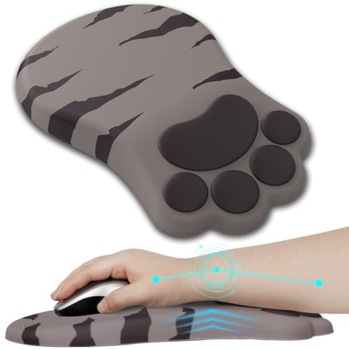 L-SPOUTTO Ergonomic Mouse Pad with Wrist Rest,Cute Cat Paw Mousepad Wrist Support,Comfortable Massage Design Computer Pain Relief Mouse Pad with Non-Slip PU Base for Desk Laptop Gaming Office,Brown - color: Brown