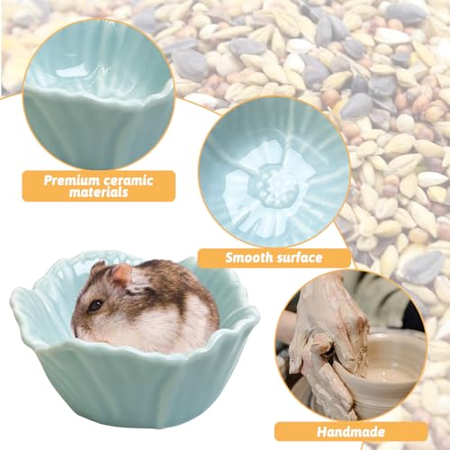 Tfwadmx 2 Pcs Hamster Food Bowl, Ceramic Pet Hamster Bowl Dwarf Hamster Food Bowl Feeder Hamster Water Rat Bowl Small Animal Food Dish for Golden Bears, Hedgehogs, Dutch Pigs, Parrots (Blue) - color: Blue