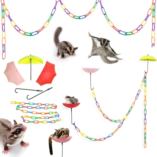 3 PCS Sugar Glider Platform Professional Sugar Glider Toys Cage Accessories with C-Clips Climbing Chain for Birds, Sugar Glider, Pet