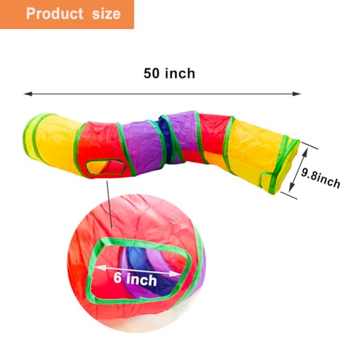 Cat Tunnel, Cat Tunnels for Indoor Cats, S-Shape Foldable Cats Cave | Interactive Toy Pet Tube with Interactive Peephole Crinkle Sounds for Rabbits, Kittens, Ferrets, Puppy Playing & Exploring - color: S - 2 Way Yellow Green