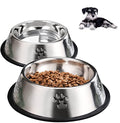 YUDANSI 2 Stainless Steel Dog Bowls, Dog Feeding Dishes, Doggie Plate Food Bowls with Rubber Base, Small and Medium Pet Feeder for Food and Water (M-16.6oz) - size: M-16.6oz