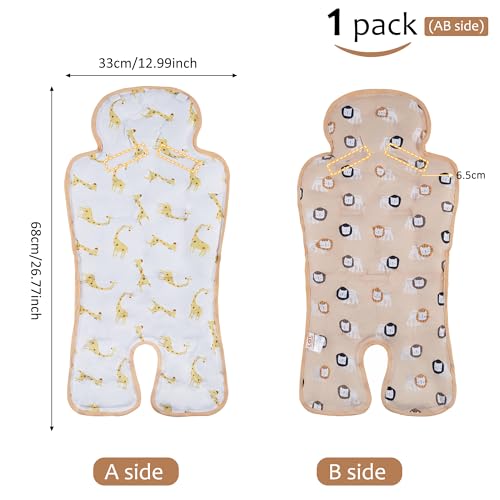 Gel Car Seat Cooler Pad,1 Pack Double Sides-Universal Baby Stroller Ice Cushion Cooler Mat,Summer Cooling Seat Liner,Multifunctional Suitable for Baby Dining Chair,Child Safety Seat (Giraffe+Lion) - color: Giraffe+Lion