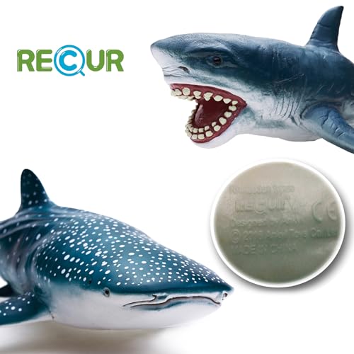 Gemini&Genius Sea Animal Great White Shark & Whale Shark Action Figures Set | Soft Rubber Ocean Sea Animal Marine Animal Model Toys for Kids Swimming, Beach, Bath, Role Playing - color: Great White Shark and Whale Shark