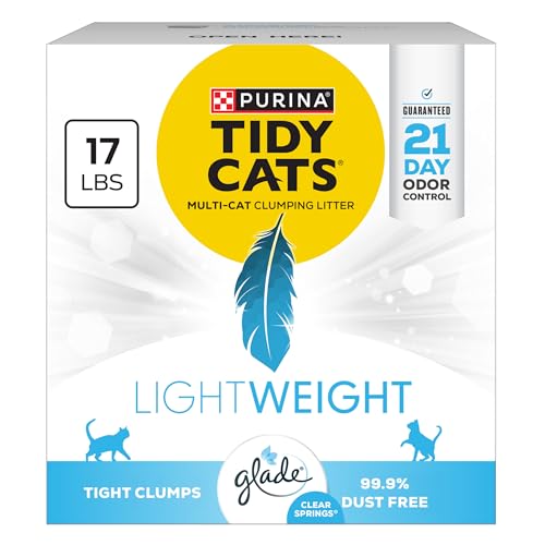 Purina Tidy Cats LightWeight Glade Clear Springs Litter, 17 lb | Glade Scented, tight clumping and low-dust formula offers 21-day odor control for multi-cat homes - size: 17 Pound (Pack of 1)