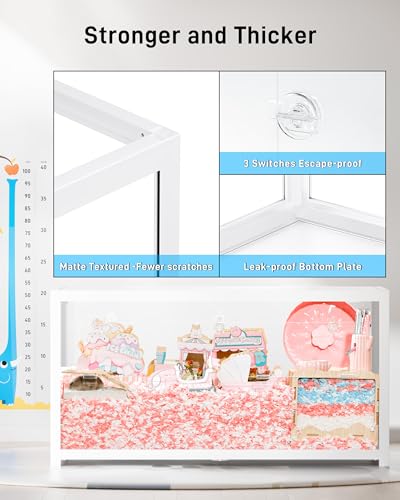 BUCATSTATE Hamster Cage 3.0, Large Hamster Enclosure (39in, White) | 5.4 ft² Small Animal Habitat with Deep Bedding Space for Hamster Enrichment, Stackable Aluminum Frame, Front & Top Access - color: White, size: 39.3"L x 19.7"W x 20.4"H