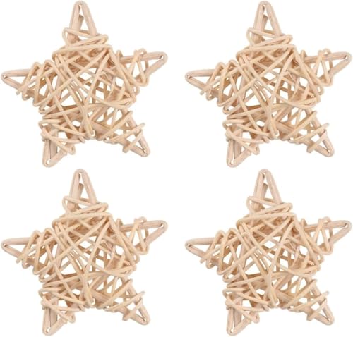 4 Pcs Natural Wicker Rattan Balls Rabbit Chew Toys - Heart-Shaped Bunny Molar Chew Toys for Hamsters, Small Animals, Chinchillas, Tooth Grinding, Pet Activity Toys, Dry Flower Balls for Wedding Decor