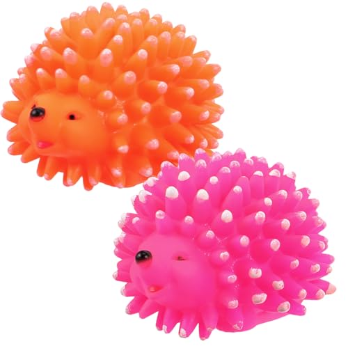 FRCOLOR Hedgehog Dog Squeaky Toys 2 Pcs Pet Molar Toys Latex Chew Toys for Puppies Interactive Teething Toys for Dental Care Cartoon Pet Toys 3.54 X 2.75 X 2.36 in