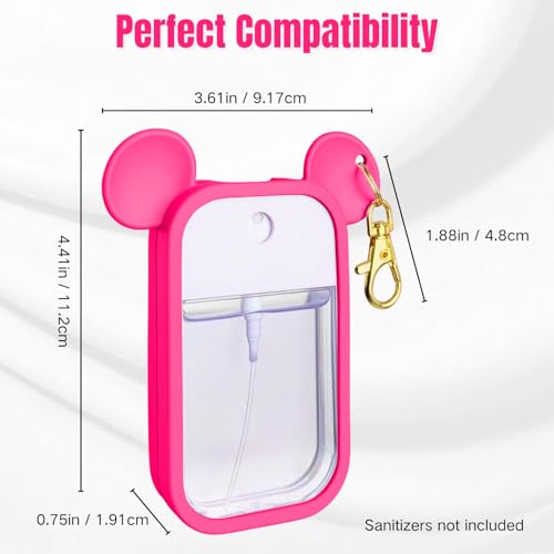 Mouse Design Silicone Case Compatible with Touchland Hand Sanitizer Spray 1 fl oz, Silicone Protective Case Holder with Keychain for Power Mist and Glow Mist, Rose Red - color: Rose Red