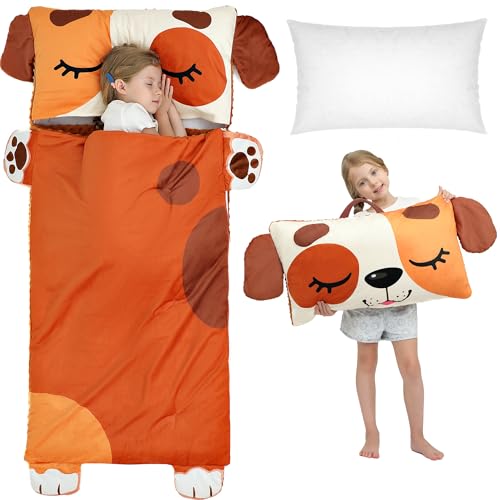 Wizland Sleeping Bag for Kids,Portable Daycare Nap Mat -61.8"×28.3" for 3 4 5 6 7 8 - color: Kid Dog Sleeping Bag