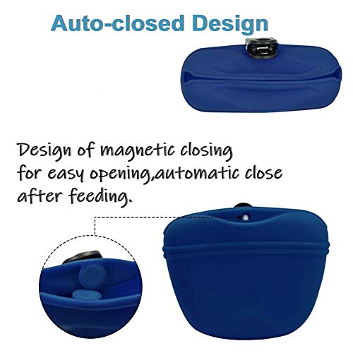 RoyalCare Silicone Dog Treat Pouch-Small Training Bag-Portable Dog Treat Bag for Leash with Magnetic Closure and Waist Clip[US Design Patent] - color: dark blue