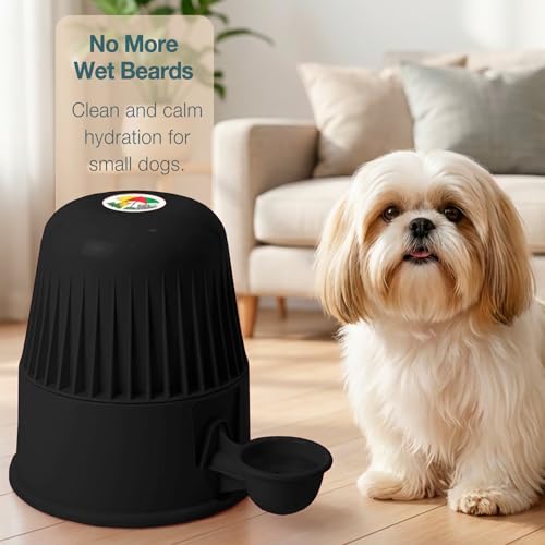 Pet Water Dispenser for Dogs and Cats, 67.6 oz – Gravity-Fed Water Bowl for Clean Drinking, Prevents Wet Fur, BPA-Free Polypropylene, (Opaque Black) - color: Opaque Black