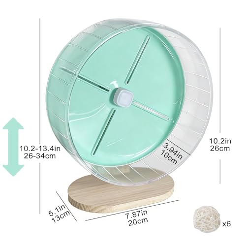 Silent Hamster Exercise Wheel,10.2 Inch Quiet Spinner Syrian Hamster Running Wheel,Anti-Skid & Adjustable Stand for Gerbils, Rats, or Other Small Pets,Green - color: Green