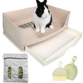 Large Rabbit Litter Box Bunny Litter Box, Potty Training for Rabbits Litter Pan with Drawer, Rabbit Bedding Toilet for Adult Guinea Pig, Ferret, Bunny and Other Animals (Brown)