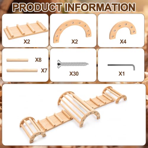 Novabright Wood Chick Perch Chicken Stand Training Perch Roosting Bar Coop Jungle Gym Baby Chick Wooden 5 in 1 Climbing Arch Bridge Platform Stand, Brooder Ladder Ramp Toys for Small Animals Hamsters