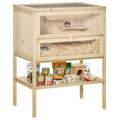PawHut 3-Tier Wooden Hamster Cage Mice and Rat Cage Small Animals Hutch with Openable Top, Front Door, Storage Shelf, Natural Wood | Small Animals Hutch, Openable Top, Storage Shelf - color: Natural Wood