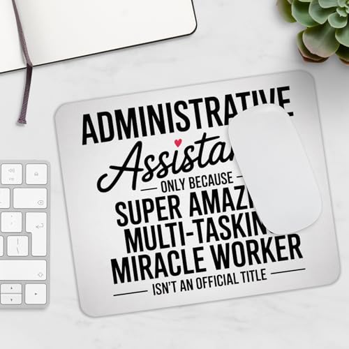 Administrative Assistant Mouse Pad Appreciation Saying Mousepad Gift for Office Staff Non-Slip Rubber Base Desk Mat Funny Quote for Admin Pros Coworker Present Secretary Day Work Accessory 2 - color: Assistant