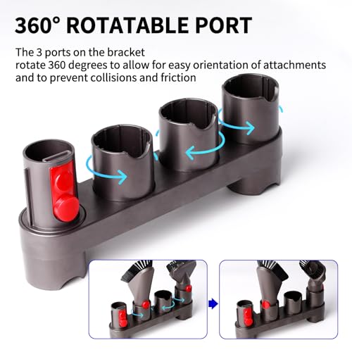 Premium Accessory Holders Compatible with Dyson V7 V8 V10 V11 V15 Cleaners | Flexible Extension Hose Mattress Tool Stiff Brush Soft Bristle and Flexible Crevice Tool for Home Cleaning - color: Wall Mount Accessory Holders
