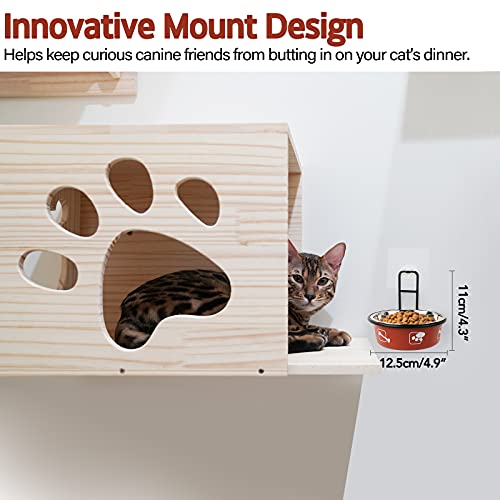 Torlam Elevated Pet Bowls, Wall Mounted Cat Food Dish, Raised Cat Food and Water Bowls, Stainless Steel Elevated Pet Bowls with Stand, Nonslip No Spill Pet Feeding Bowls (2 Packs) (Red) - color: Red