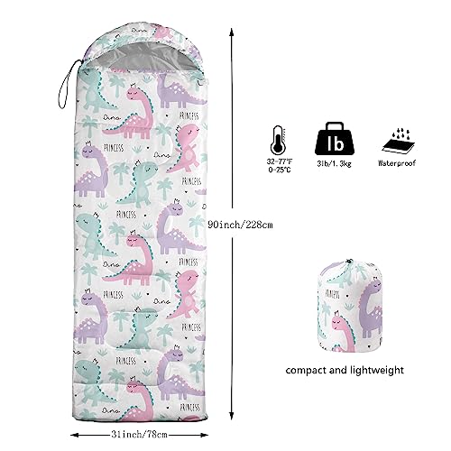 Galaxy Wolf Camping Sleeping Bags Warm & Cool Weather Waterproof Backpacking Blue Purple Starry Sky Sleeping Bag All Seasons Camping, for Adult Kids Boy Girls Camping Gear Equipment, Traveling - color: I-Dinosaur2