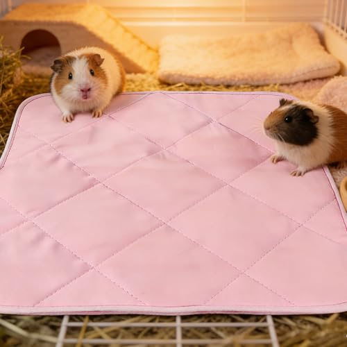 4 Pcs 12"x12" Guinea Pig Cages Liners Washable, Absorbent Pee Pads for Small Animals, Reusable Guinea Pigs Bedding for Bunny Cage(Grey,Green, Pink, Blue)