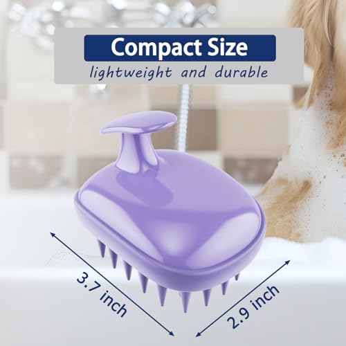 All-purpose Dog Shampoo Bath Brush,Pet Grooming & Soothing Massage Silicone Brush,Fits Ergonomically in the Hand for Long Short Haired Dogs and Cats(Purple) - color: Purple
