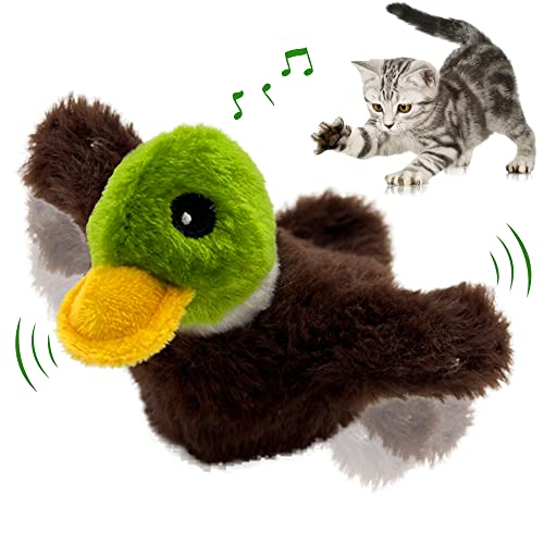 Flapping Cat Toy, Motion Activated Duck with Catnip, 3 Modes & USB Rechargeable, Machine Washable Interactive Toy for Indoor Cats - style: Mallard