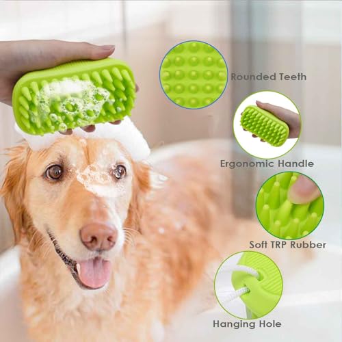 Dog Grooming Brush, Premium Soft Silicone Pet Bath Brushes, Rubber Shampoo Soothing Comb Scrubber for Wet Dry Long Short Haired Dogs & Cats Massaging, Deshedding Shower Scrubbing - color: YELLOW