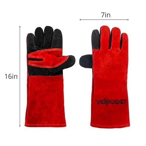 vclpower Animal Handling Gloves Size M Fit for Women & Small Hands Bite Proof Double Leather Reinforced Padding Dog,Cat Scratch,Bird Handling Falconry Gloves Grabbing Reptile Squirrel Snake Bite 16in | Size M Fit for Women & Small Hands - size: M