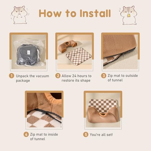 Avont Guinea Pig Tunnel, Small Animal Hideaway Tube Toy | Cozy Plush Tunnel for Guinea Pigs and Small Pets with Non-Slip Bottom and 2-In-1 Design in Large Size Brown - color: Brown, size: Large