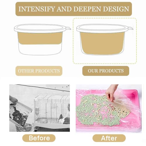 Ouliget Disposable Small Animal Litter Box Liners with Elastic,100Pcs | Portable Pet Waste Litter Box Tidy Bags,Universal Toilet Film Rabbit Cage Liner ,17x8Inches