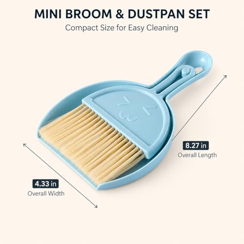 Mini Desktop Debris Broom Tools Set, Pet Cage Cleaning Brush with Dustpan, Desk Trash Cleaner for Dust Wood Shavings and Guinea Chinchilla Hamster Ferret Hedgehog Rabbit Waste, Blue - color: Blue