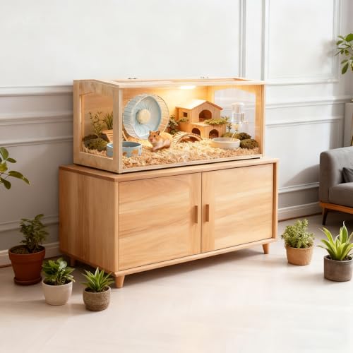 Large Hamster Cage,Transparent Habitat with Openable Top,32x16x16 Inch | Transparent Panels,Openable Top for Convenient Access,Suitable for Hamsters and Gerbils - size: 32.0"L x 16.0"W x 16.0"H