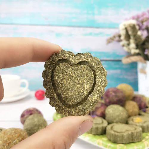Hamiledyi 36Pcs Bunny Chew Toys,Natural Timothy Hay Handmade Grass Cakes Molar Treats for Bunny Chinchilla Guinea Pig Dwarf Rabbit Improves Teeth Health