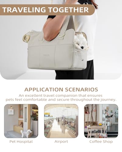 ONECUTE Dog Carrier for Small Dogs Rabbit cat with Large Pockets, Cotton Bag, Dog Carrier Soft Sided, Collapsible Travel Puppy Carrier (Grey, 17" L x 7.5" W x 12" H) - color: Grey, size: 17.0"L x 7.5"W x 12.0"H