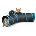 Pawaboo Cat Tunnel Tube 3-Way Tunnels, Blue, 25x53cm | Extensible Collapsible, Cat Play Tent Interactive Toy Maze, Cat House Bed, With Balls and Bells - color: A-Blue, size: 3 Way