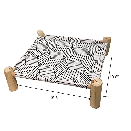 Pozico Cat/Dog Bed Hammock - Wooden Raised Indoor/Outdoor Beds - Breathable Mesh for Small Animals - White Diamond - color: White Diamond