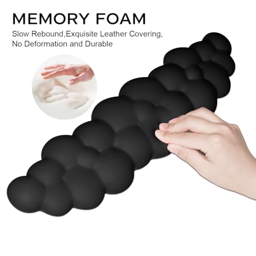 JIKIOU Upgrade Leather Cloud Wrist Rest for Keyboard and Mouse & Cup Pad | Wish Gift-Cute Cloud Shape, Comfortable and don’t Irritate to Skin, Non-Slip PU Base,Soft Memory Foam filled for Pain Relief - color: 03matte Black