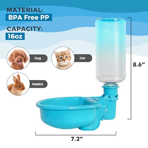 VANNON 16 oz Gravity Pet Water Bowl, Anti-Splash Dispenser, Gradient Blue | Anti-splash gravity water bowl with a floating disk helps reduce spills while keeping water cleaner for everyday hydration. - color: F-Gradient Blue, size: 16oz