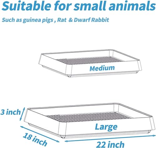 PODOO Rabbit Litter Box – Training Potty Tray for Guinea Pig & Small Pets · Spacious Grid Pan with Low Entrance, Easy-Clean & Odor-Resistant—Helps Keep a Clean Cage and Reduce Mess - size: Large + Extra Large Steel Holes Grids