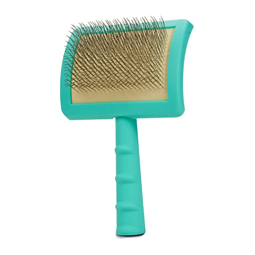 Jelly Pet Universal Slicker Brush for Dogs, Grooming Brush, Remove Tangles and Dead Undercoat, Tuffer Than Tangles, Doodle Huskie Sheep Dog Golden Retriever German Shepherd, Firm Pins, Teal, Large - color: Teal, size: Large (3 in x 4 in) - Pins (Firm)