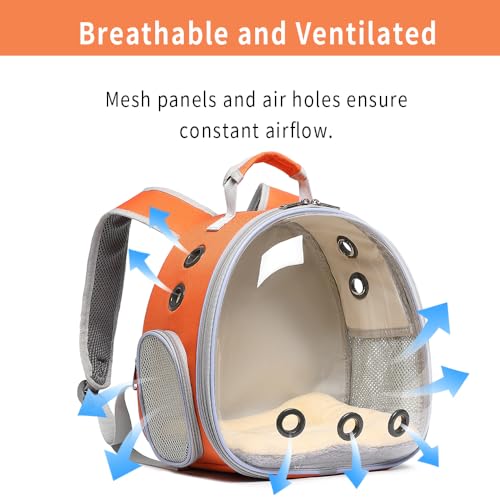Bunny Carrier, Guinea Pig Carrier,Small Animal Carrier Backpack for Rabbit,Bearded Dragon, Lizard,Hamster,Kitten. Breathable Pet Travel Cage Bag (Orange) - color: Orange