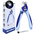 LED Dog Nail Clippers with Light Illumination, Trimmers with Protective Guard, Safety Lock and Nail File - Suitable for Large and Small Dogs & Cats (Blue) - color: Blue, size: Medium-Large (LED)