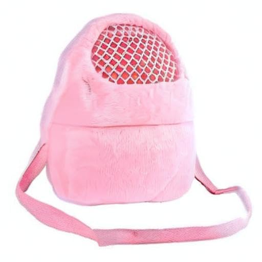 Litewoo Sugar Glider Carrier Travel Bag, Breathable Portable Pouch (Pink) | 8.7x10.6in, adjustable shoulder strap, cross-body carry, warm plush, breathable mesh top, for small animal/hamster/guinea pig - color: pink